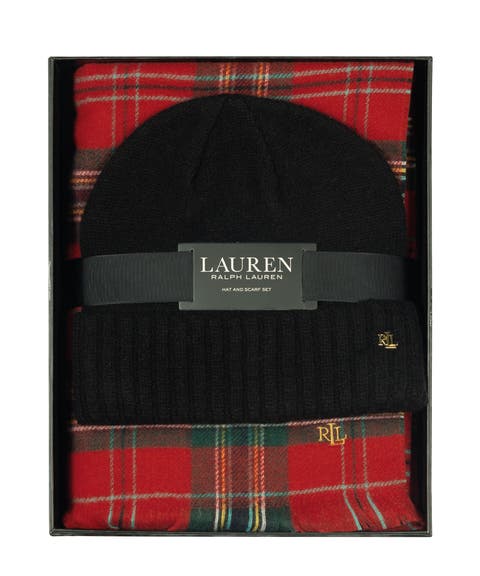woven scarf and knit hat gift set
