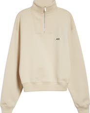 Jacquemus Le Camionneur Gros Grain Cotton Fleece Quarter Zip Pullover
