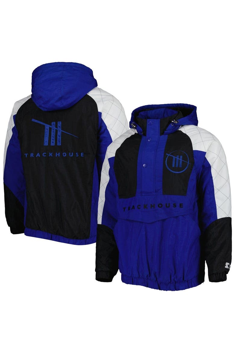 Men's Starter Blue/Black TRACKHOUSE RACING The Body Check Half-Snap Pullover Jacket, Main, color, Blue