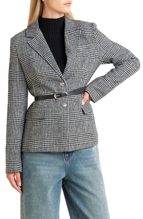 Houndstooth Plaid Blazer