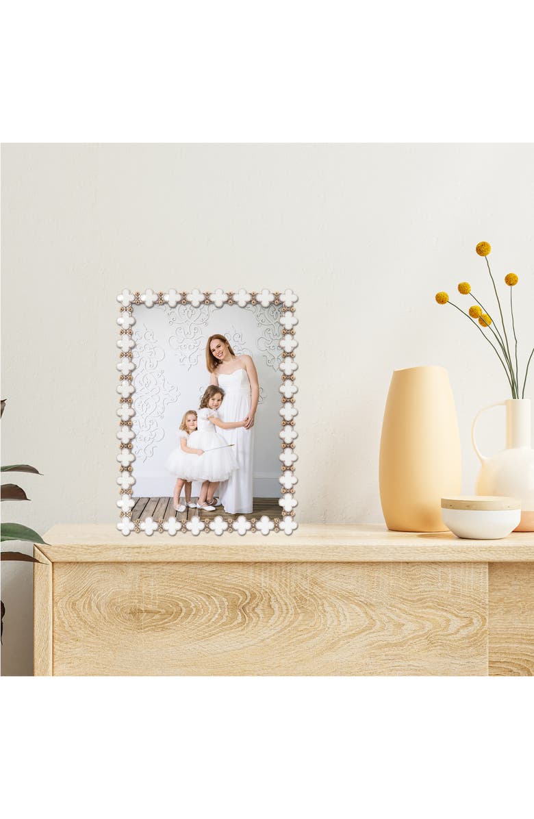 Lawrence Frames White Enamel Clover Picture Frame, Alternate, color, White/Gold