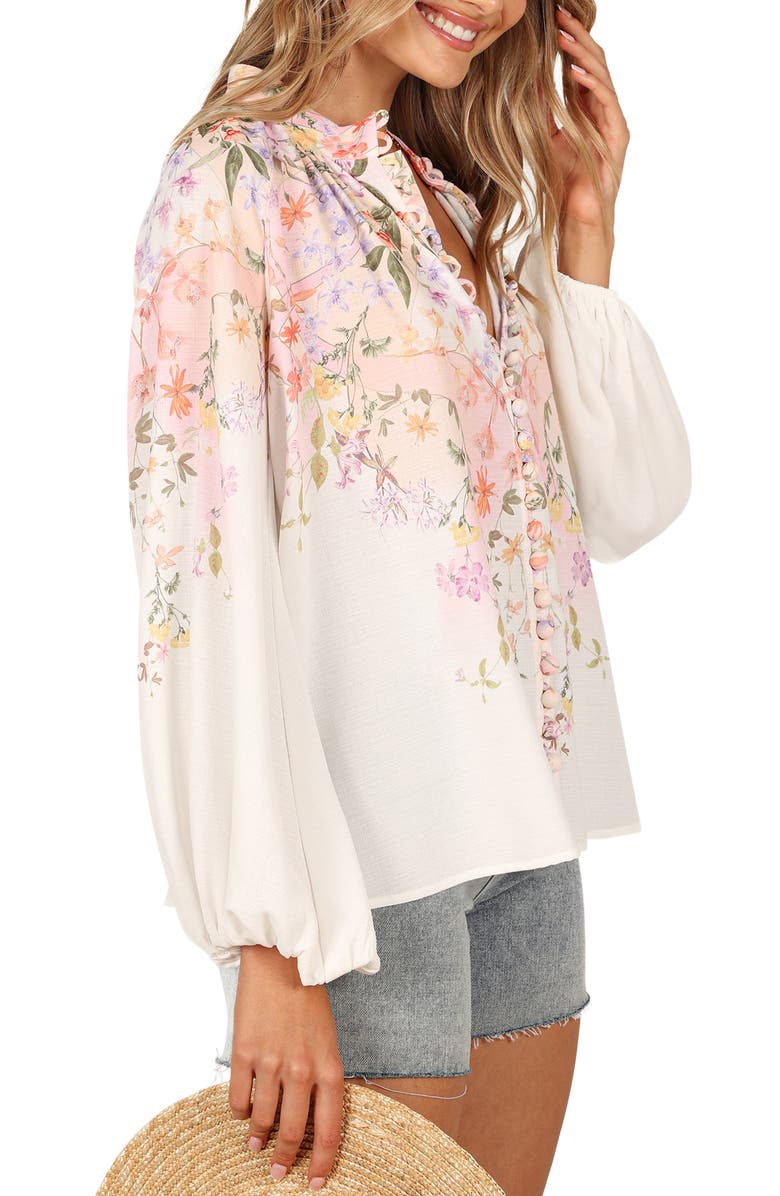 Petal & Pup Tiarna Floral Print Shirt, Alternate, color, White Floral