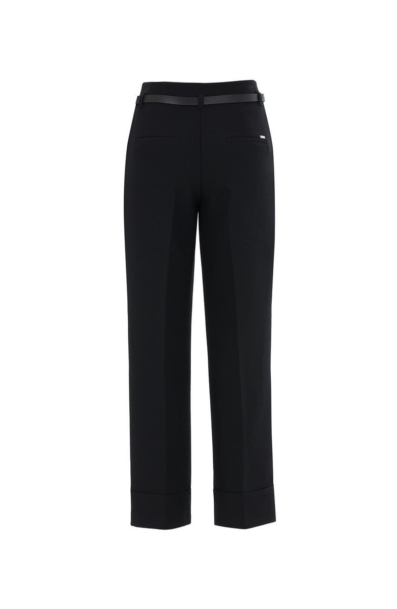 Gizia Belted Trousers with Double Hem, Alternate, color, Black