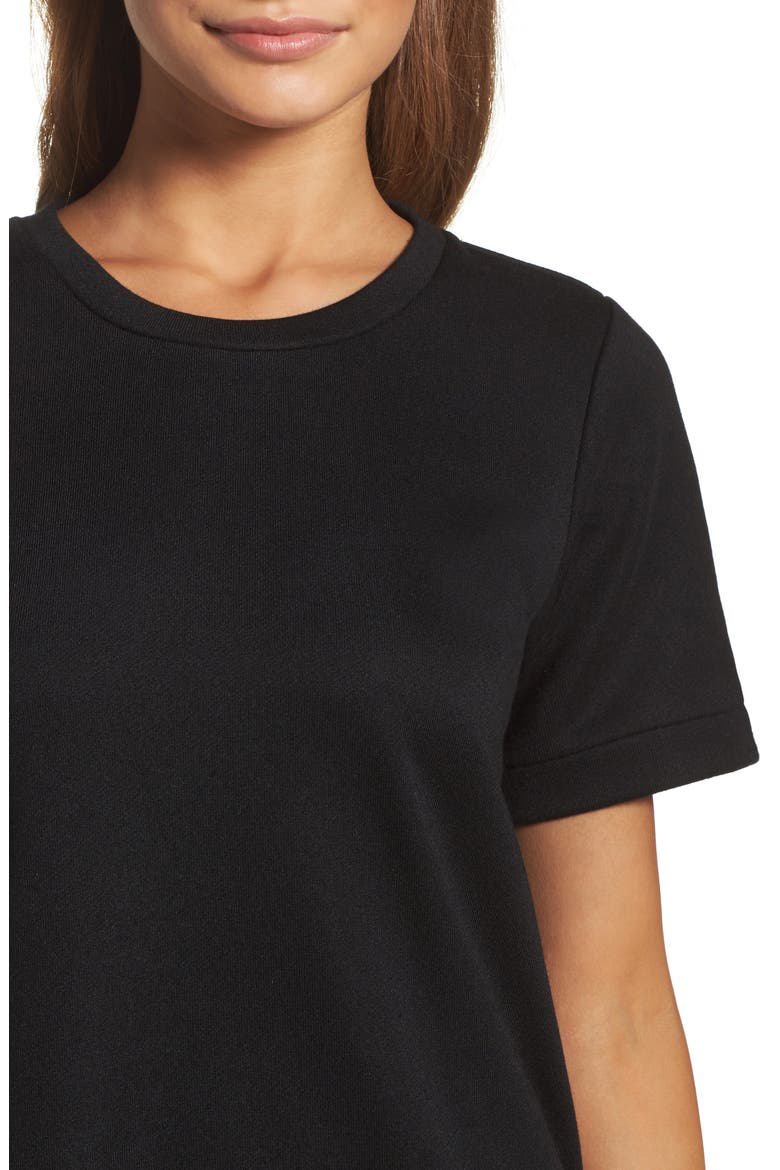 Ruffle Hem Sweatshirt Dress, Alternate, color, BLACK