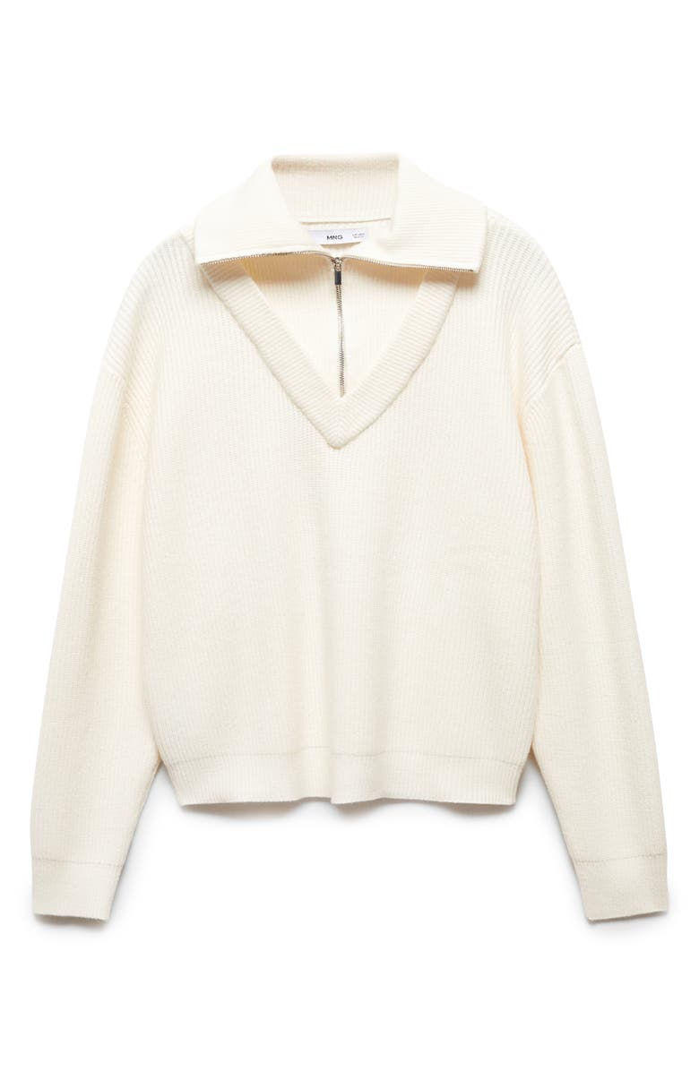 MANGO Rib Half Zip Sweater, Alternate, color,