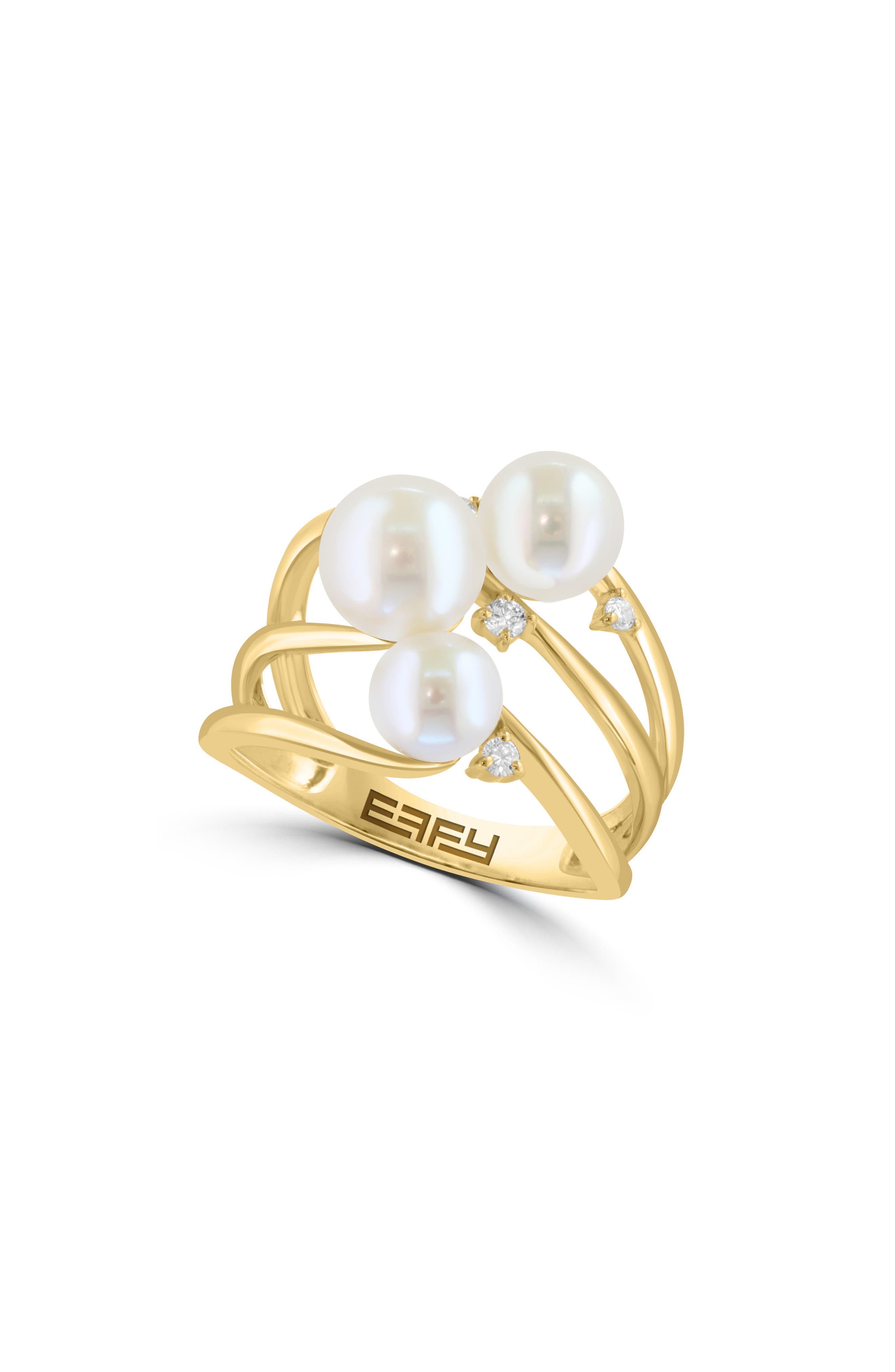EFFY Diamond & Freshwater Pearl Ring