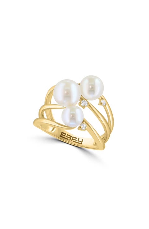 Diamond & Freshwater Pearl Ring