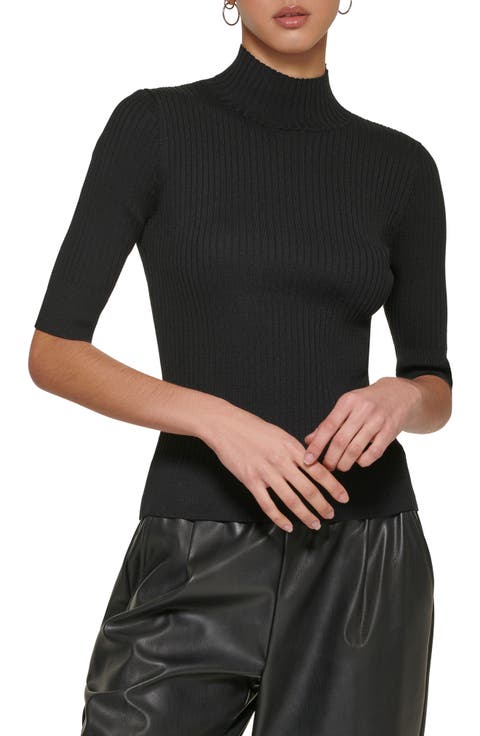 Mock Neck Rib Sweater