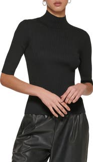 DKNY Mock Neck Rib Sweater
