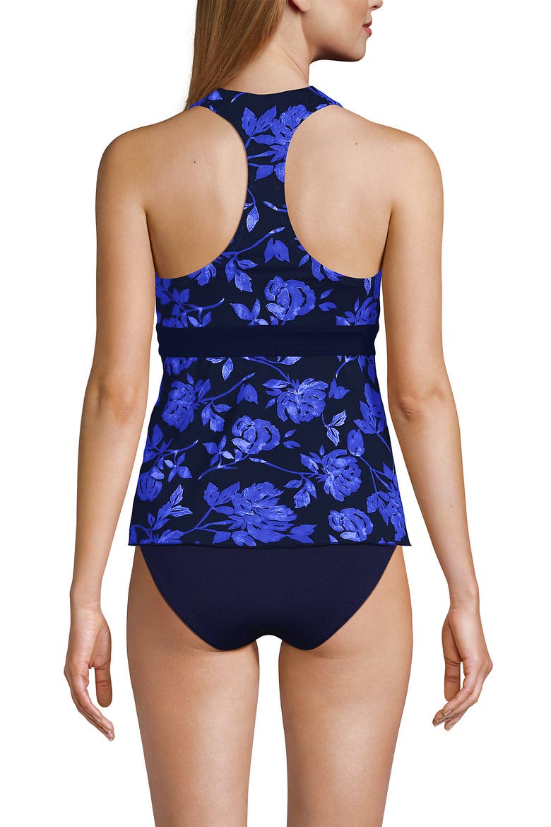 V-Neck Racerback Flutter Tankini, Alternate, color, Navy Graphic Floral/Navy