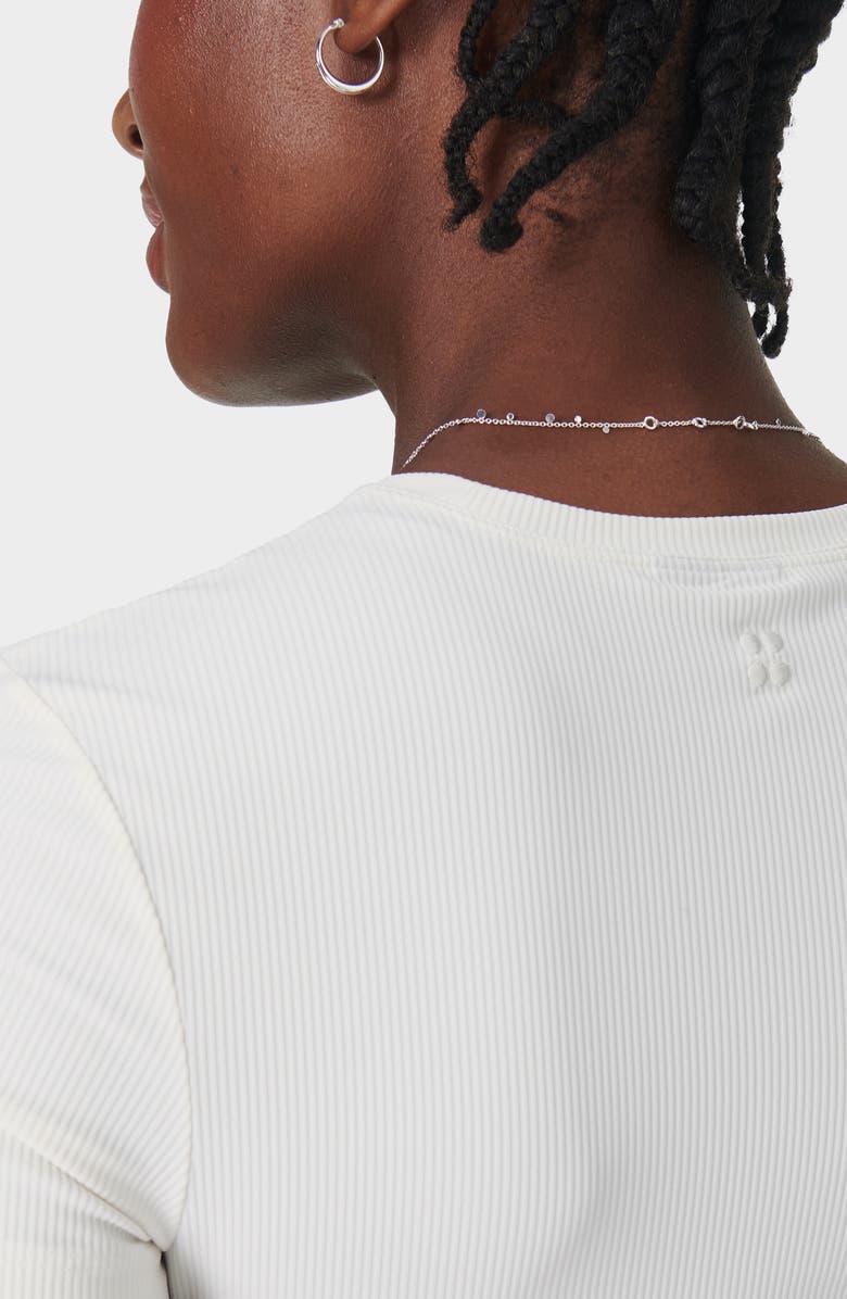 Sweaty Betty Explorer Sculpt Rib Performance T-Shirt, Alternate, color, Lily White
