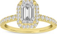 LuvMyJewelry Ivey 14K Yellow Gold Emerald Cut Lab Grown Diamond Halo Engagement Ring - 1.77 ctw