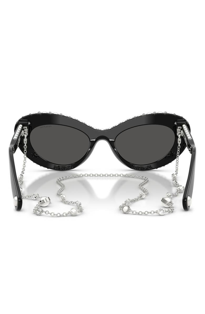 Swarovski 51mm Cat Eye Sunglasses, Alternate, color, Black / Dark Grey