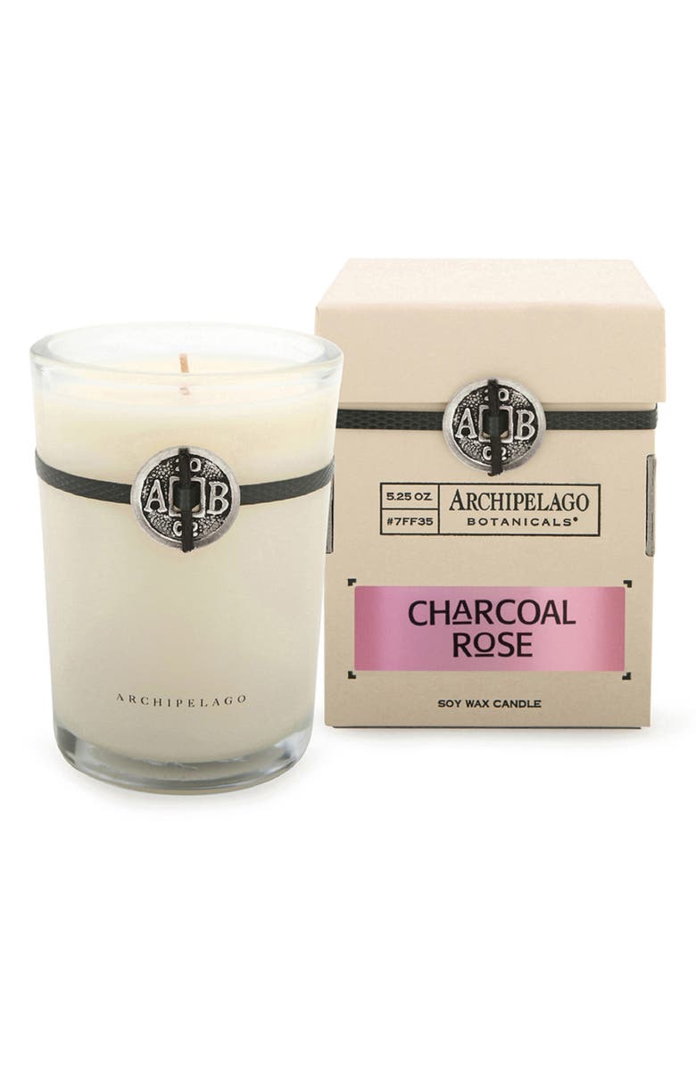 Archipelago Botanicals Charcoal Rose Soy Wax Candle, Main, color,