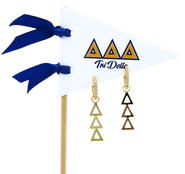 Color Shout Delta Delta Delta Greek Letter Huggie + Charm Earrings