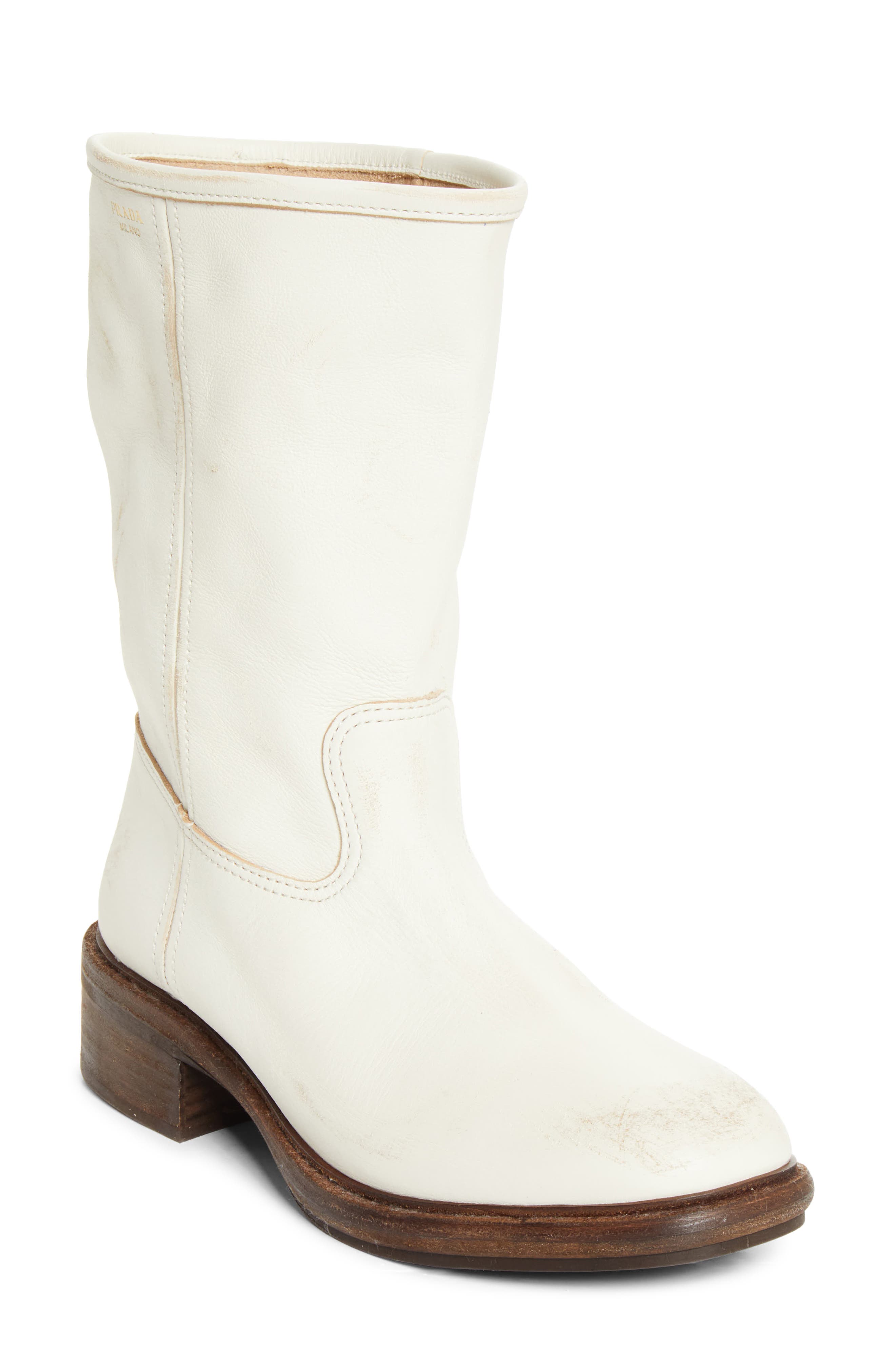 Prada Leather Boot, Main, color, Talco