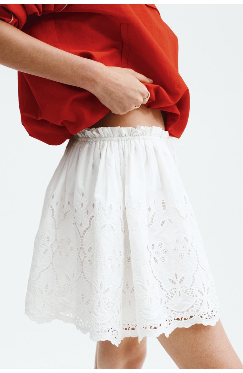 H&M Broderie-anglaise Drawstring Skirt, Alternate, color, White