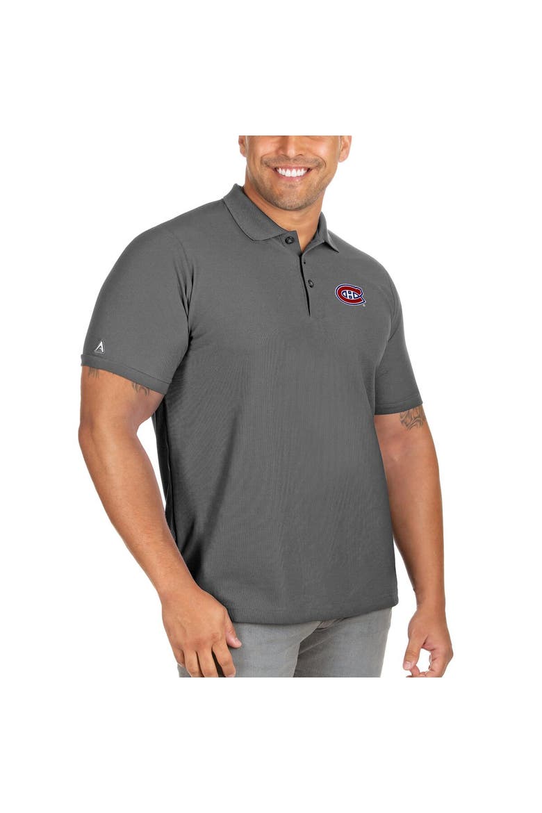 Men's Antigua Charcoal Montreal Canadiens Big & Tall Legacy Pique Polo, Main, color, Charcoal