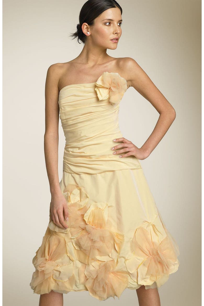 Strapless Appliqué Dress, Main, color, CELESTIAL YELLOW