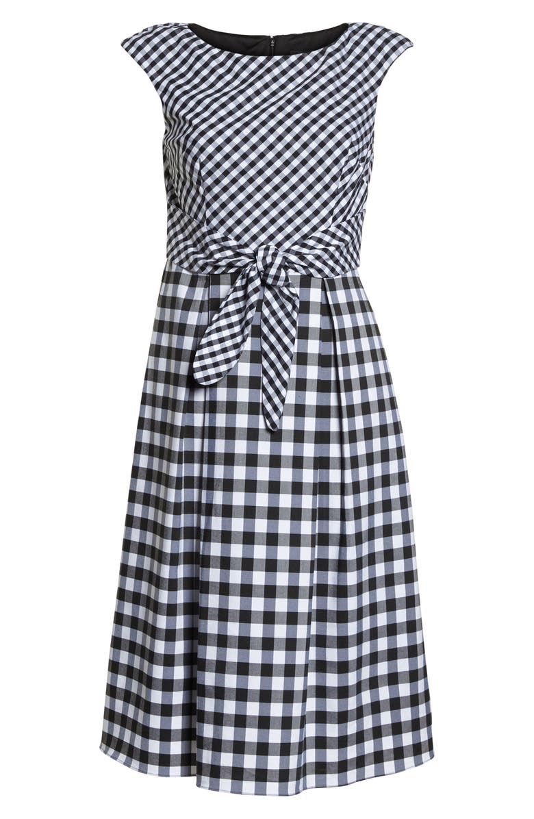 Adrianna Papell Gingham Tie Front Midi Dress, Alternate, color,