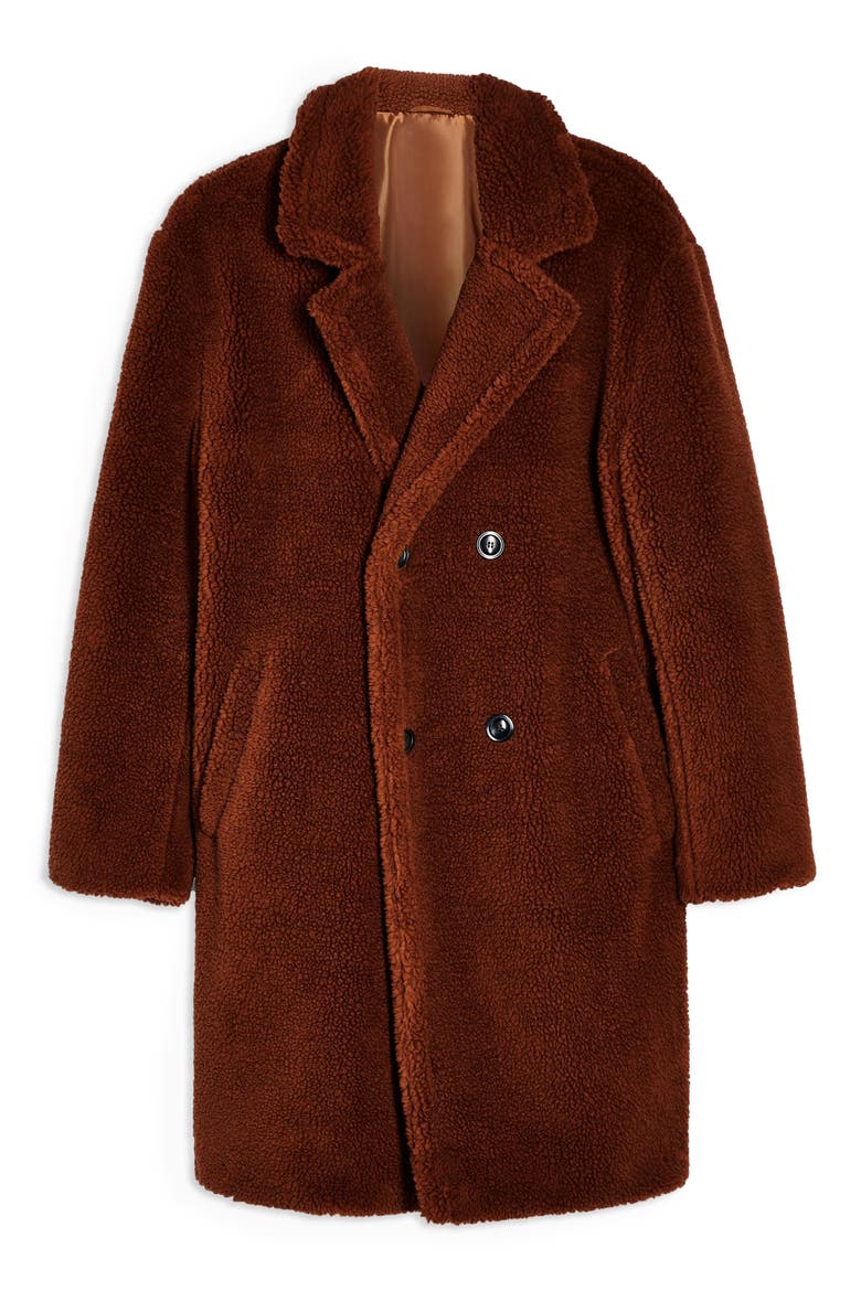 Faux Fur Long Teddy Coat, Alternate, color, ORANGE