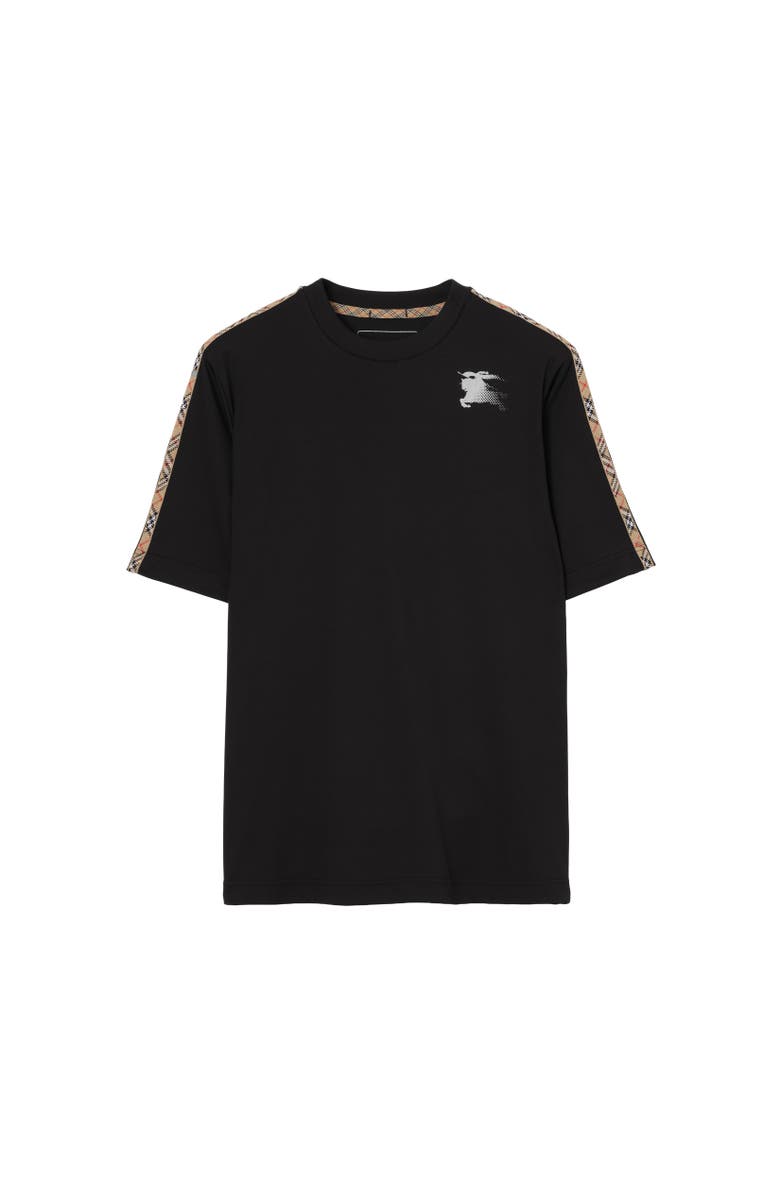 Burberry Check Trim Jersey T-shirt, Alternate, color, Black