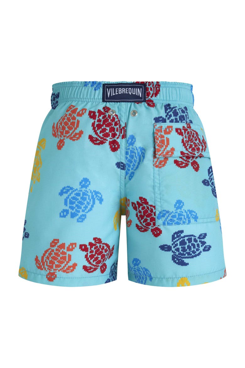 Kids' Ronde Des Tortues Tricot Swim Shorts, Alternate, color, BLEU LAZULI