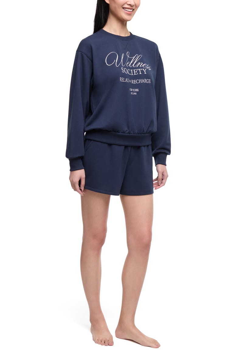 Wellness Society Sleep Sweatshirt & Shorts Set, Alternate, color, TOTAL ECLIPSE