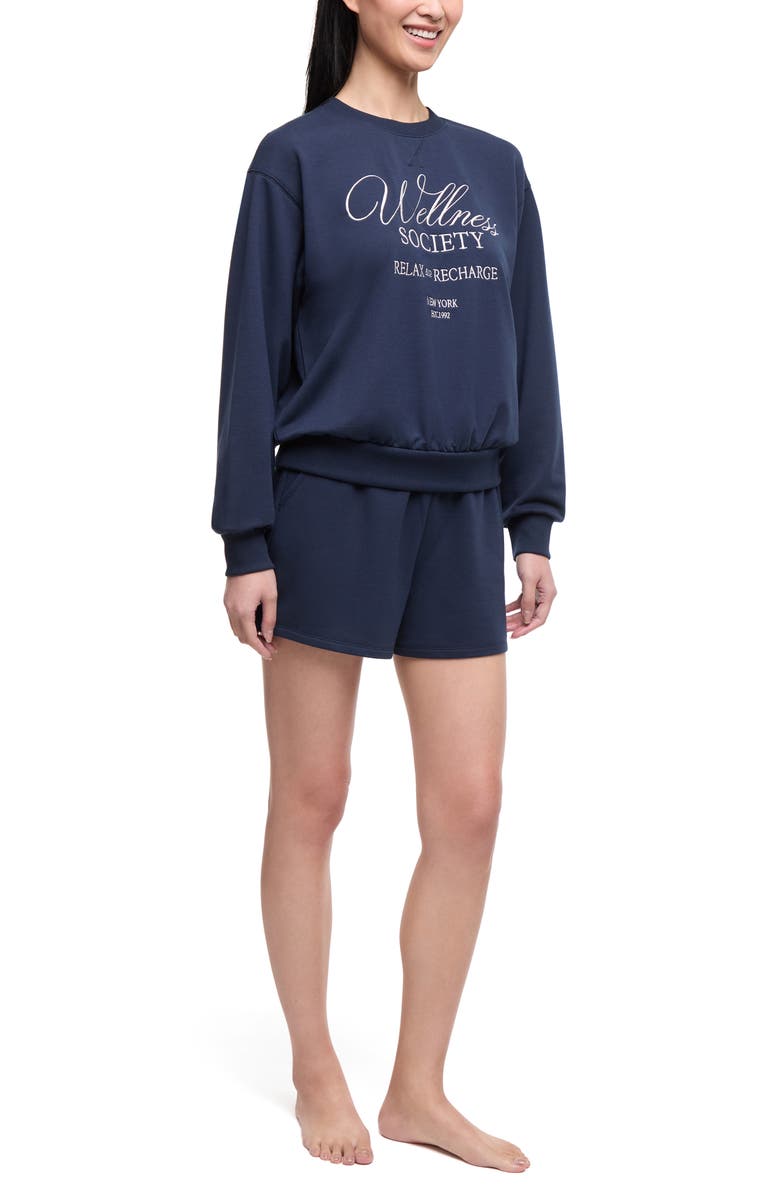 Wildfox Wellness Society Sleep Sweatshirt & Shorts Set, Alternate, color, Total Eclipse