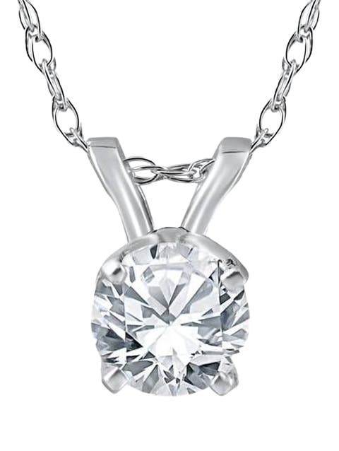 1/3Ct Solitaire Diamond Pendant 14k Gold Necklace Lab Grown