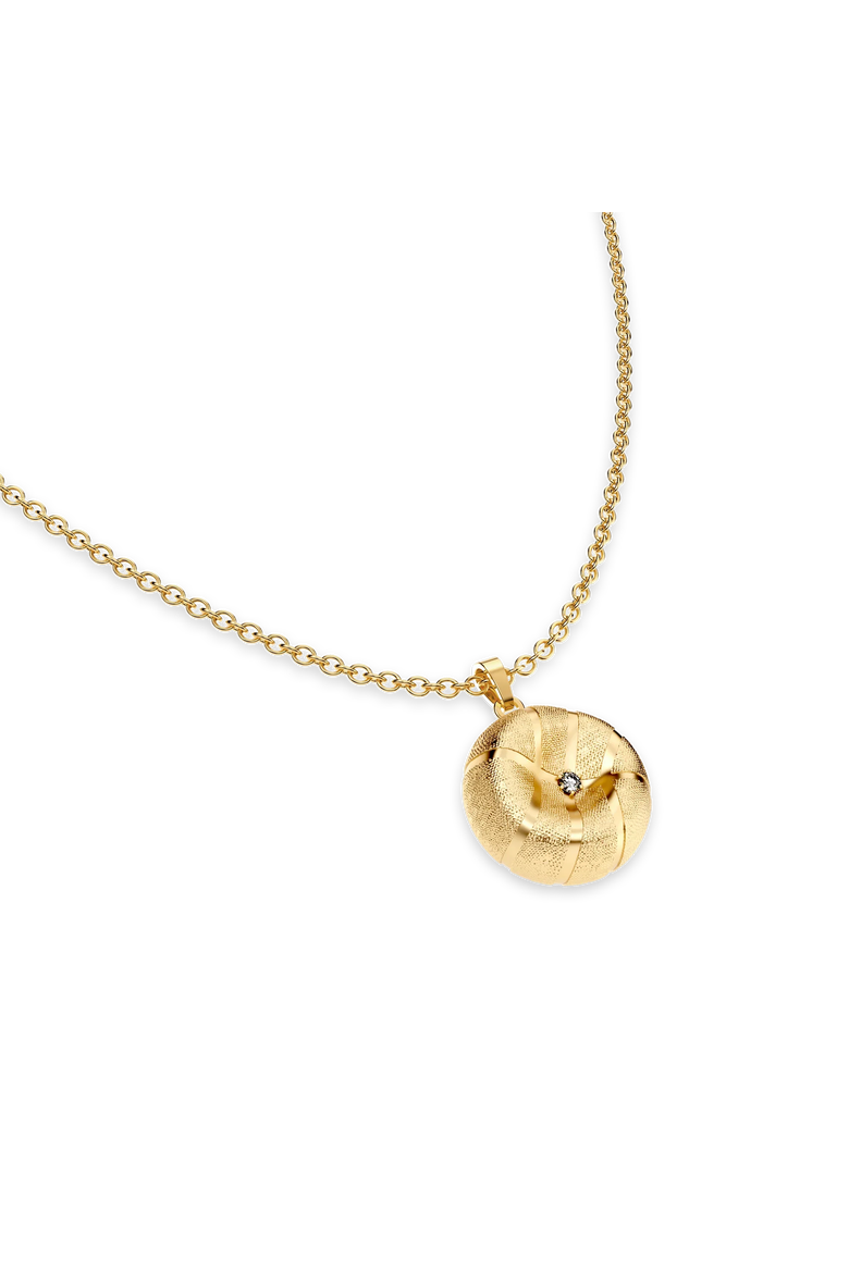 The Basketball Leaking Ball Diamond Necklace, Alternate, color, Gold / White Diamond