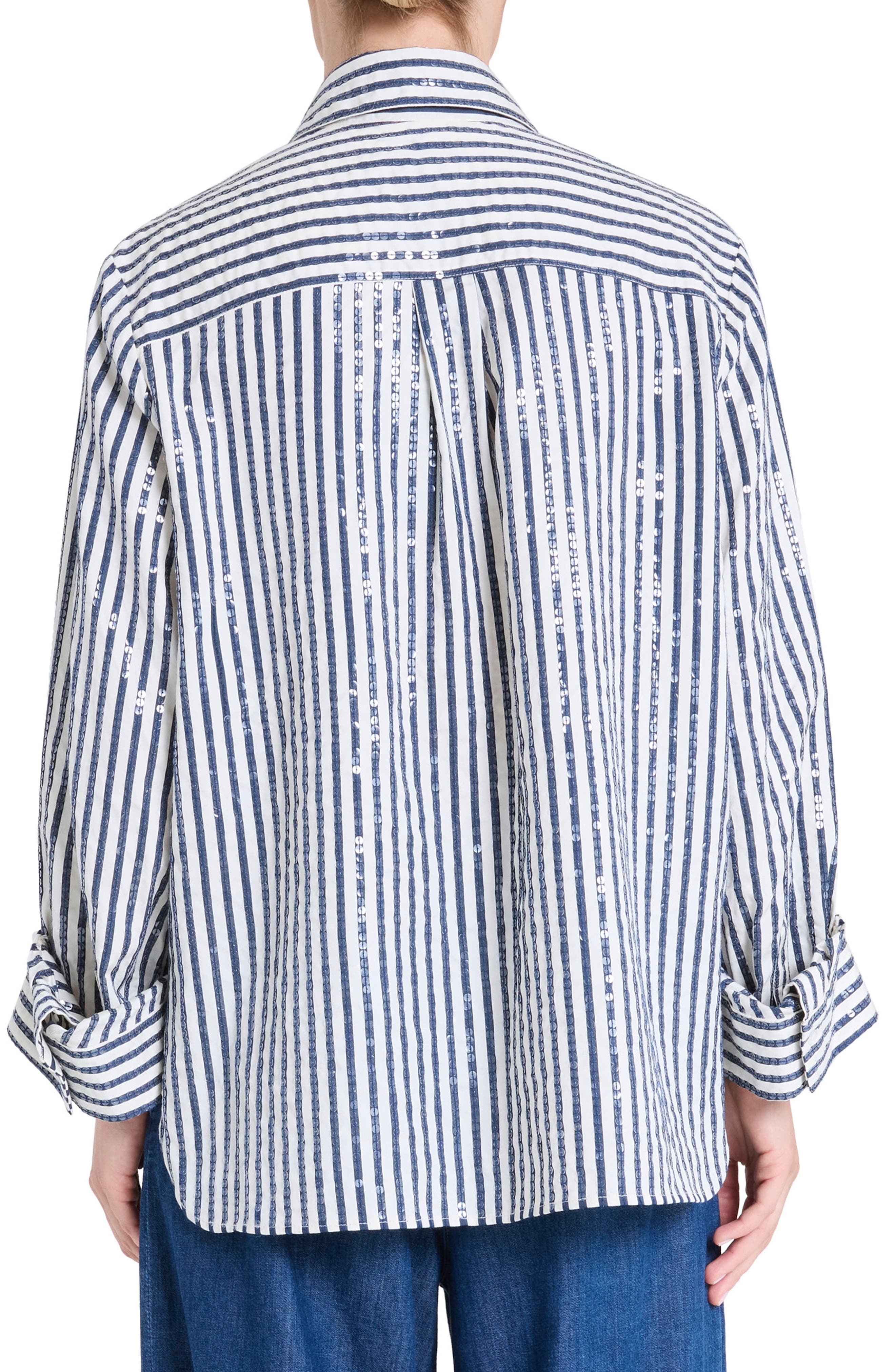 Next Morning Sequin Stripe Button-Up Shirt - image 2