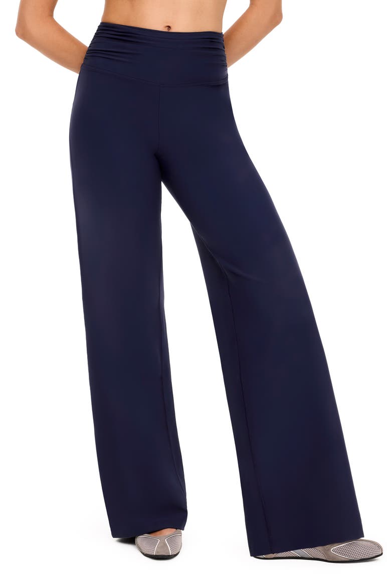 Ruched Wide Leg Pants, Main, color, TIMELESS NAVY