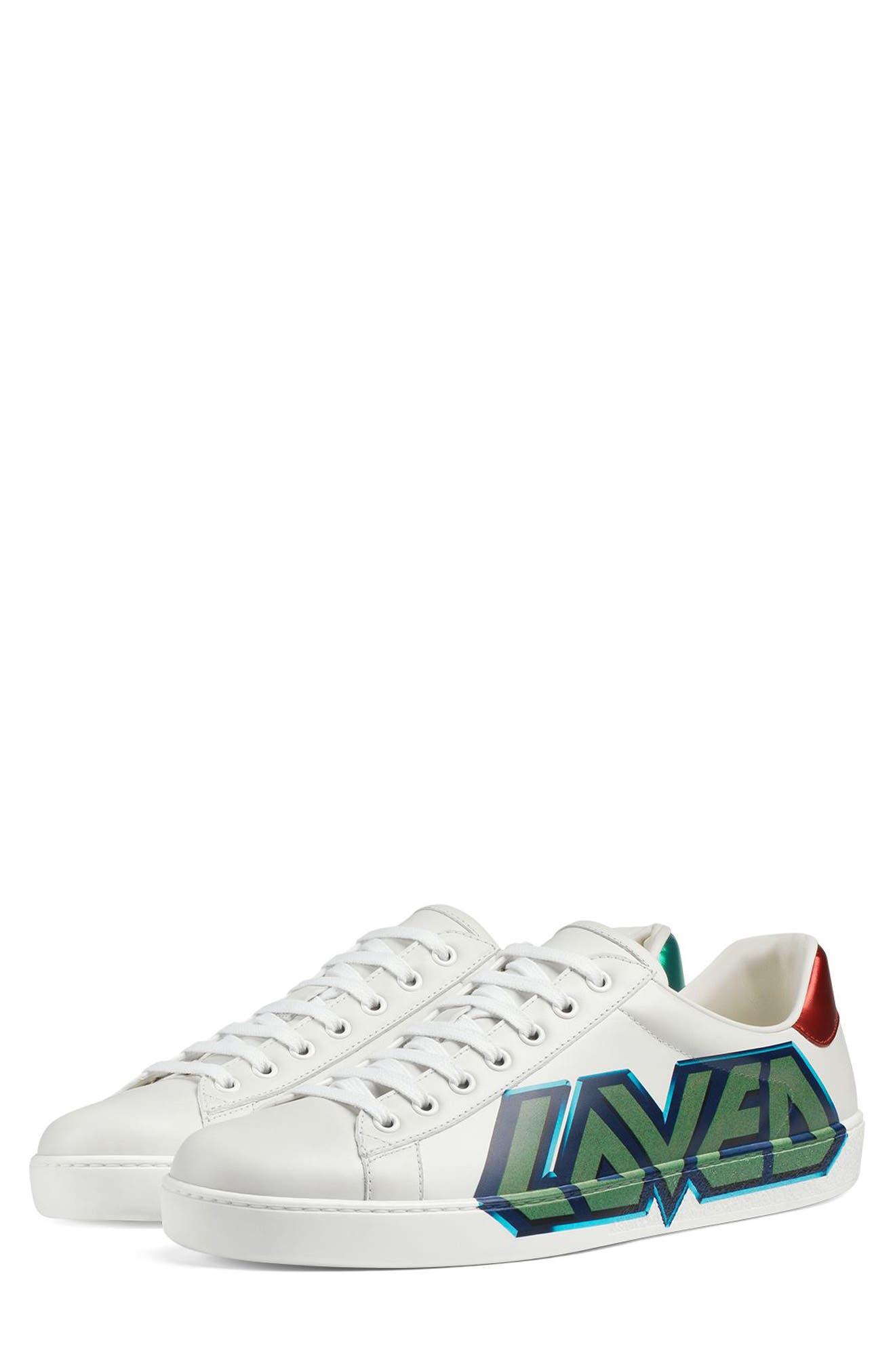 Gucci New Ace Graffiti Loved Sneaker, Alternate, color, 