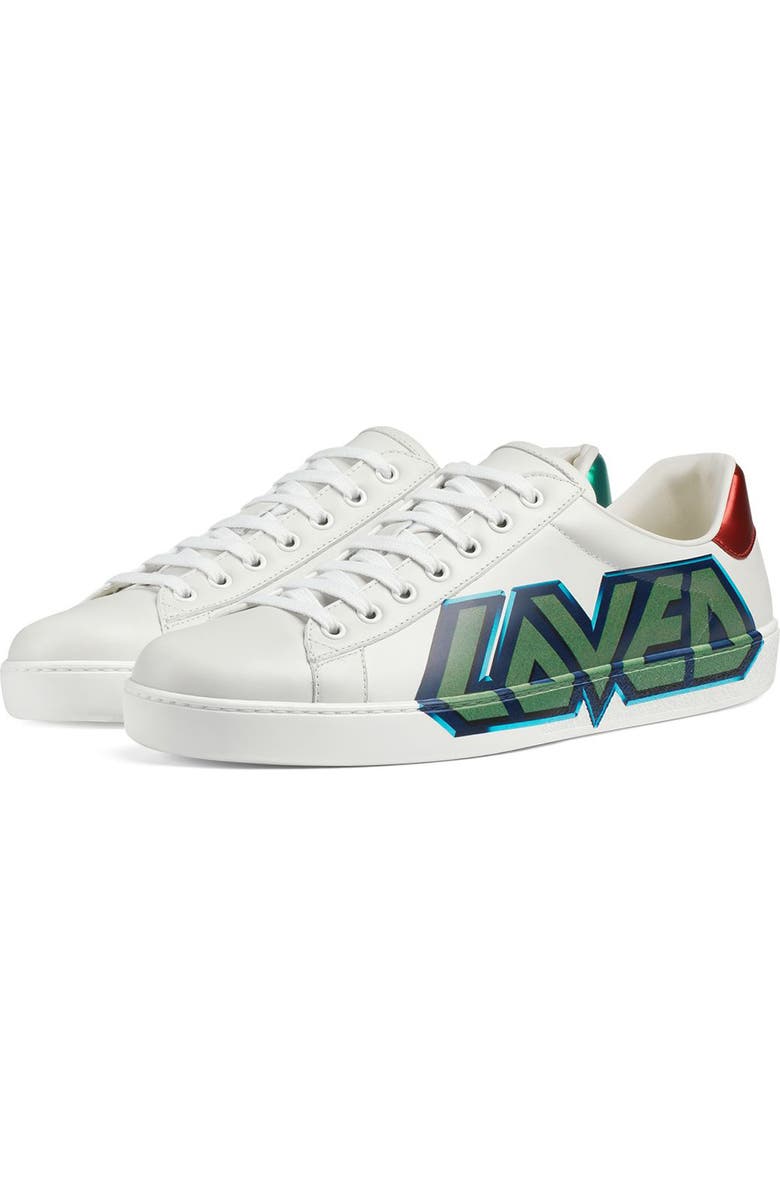 Gucci New Ace Graffiti Loved Sneaker, Alternate, color,