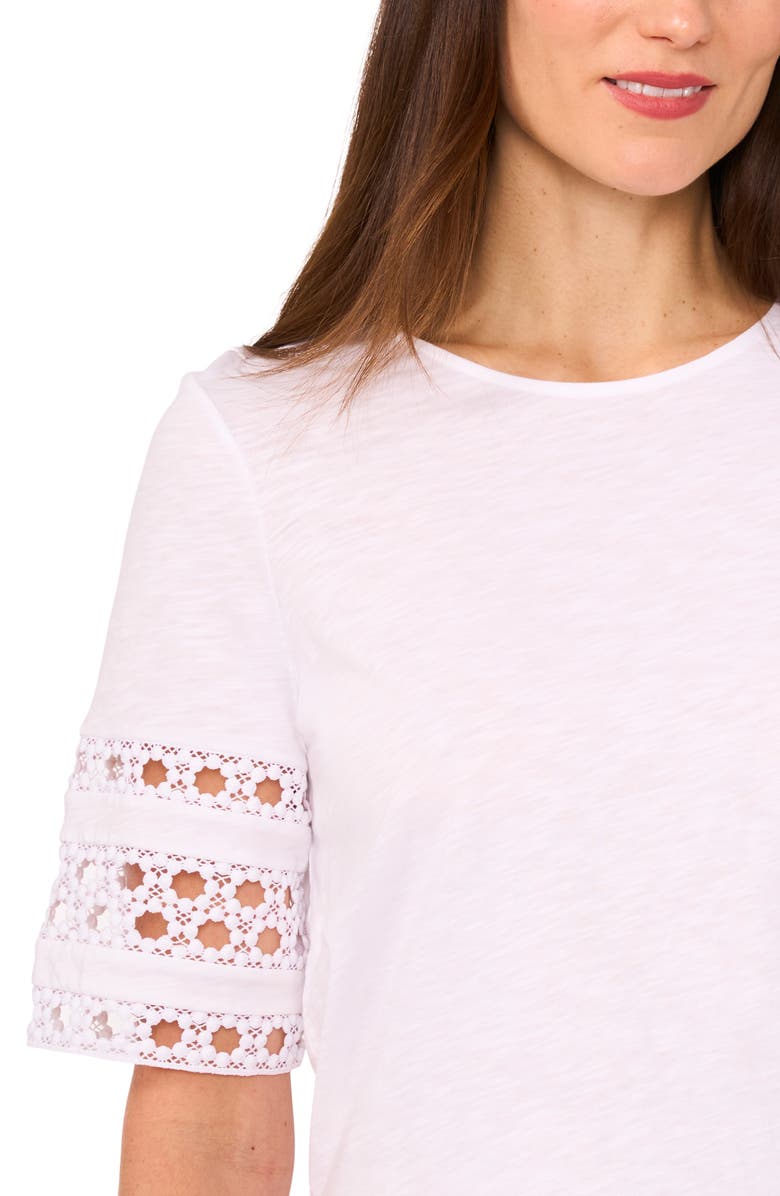 CeCe Eyelet Sleeve Cotton T-Shirt, Alternate, color,