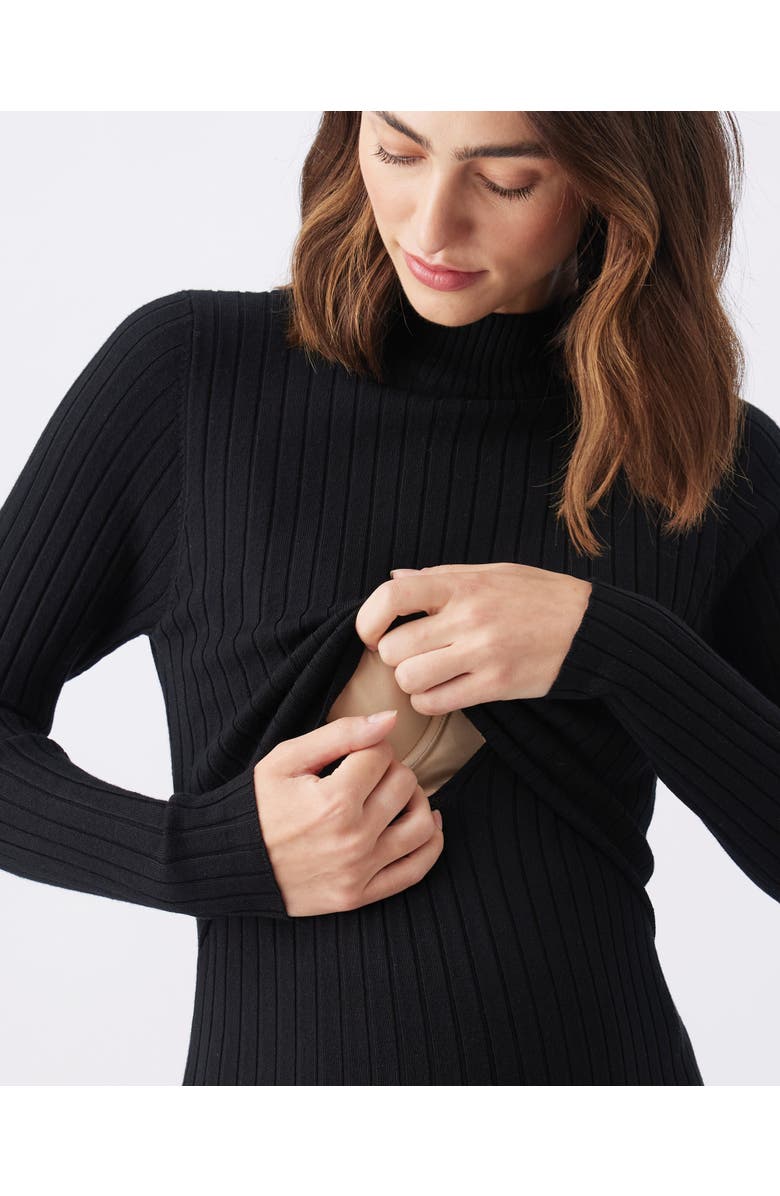 Ripe Maternity Nella Rib Nursing Knit Dress, Alternate, color, Black