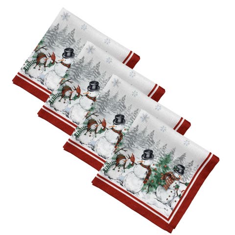 Snowman Winterland Holiday Snowflake Napkin Set Of 4