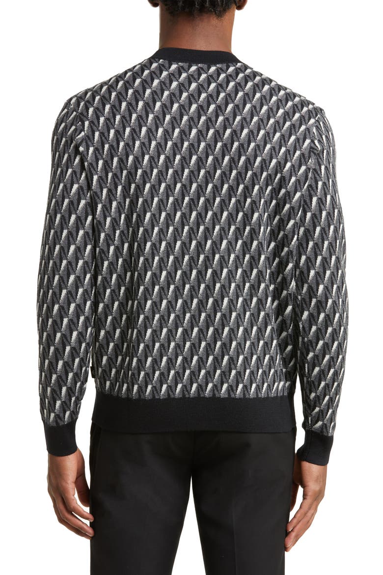 Geometric Virgin Wool Sweater, Alternate, color, GREY