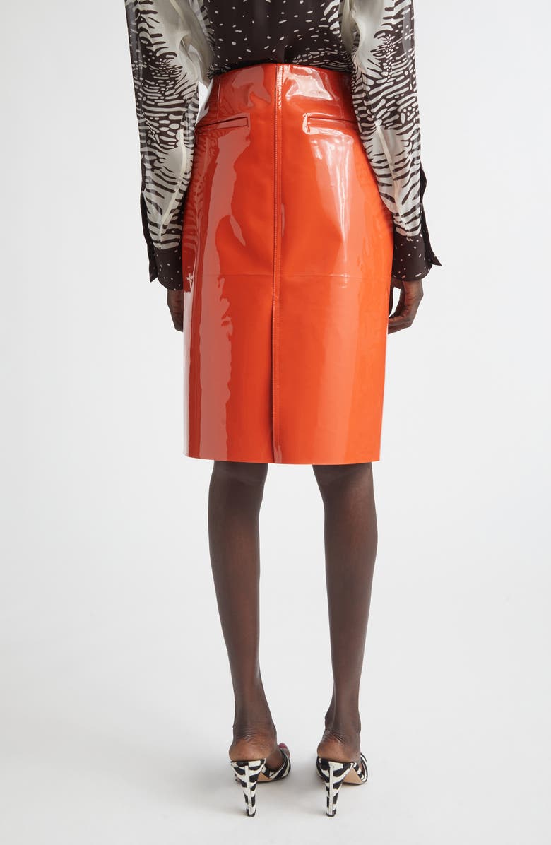 FERRAGAMO Patent Leather Pencil Skirt, Alternate, color, Light Siena