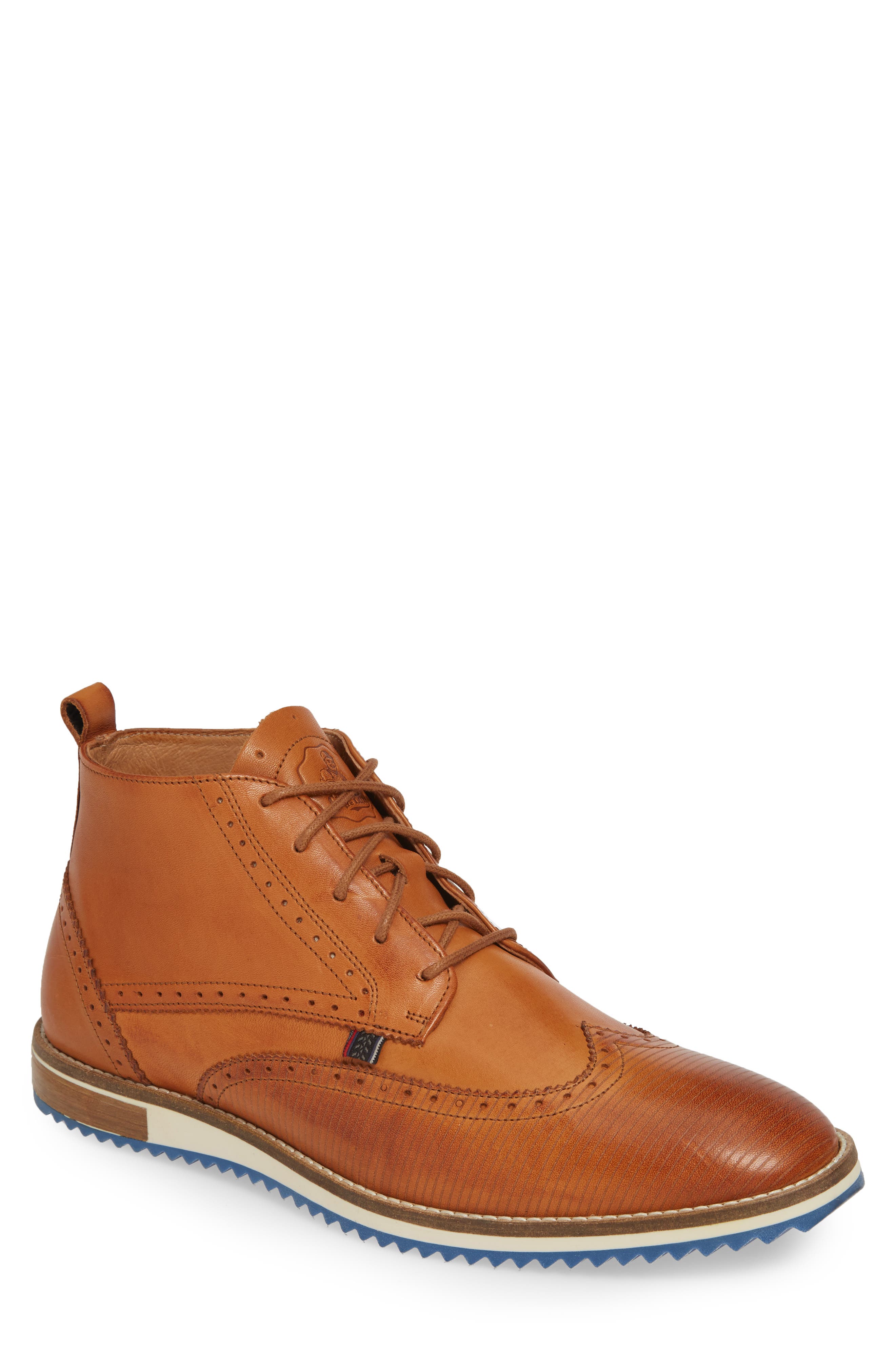 Lima Wingtip Boot, Main, color, COGNAC/ DARK BRUSHING