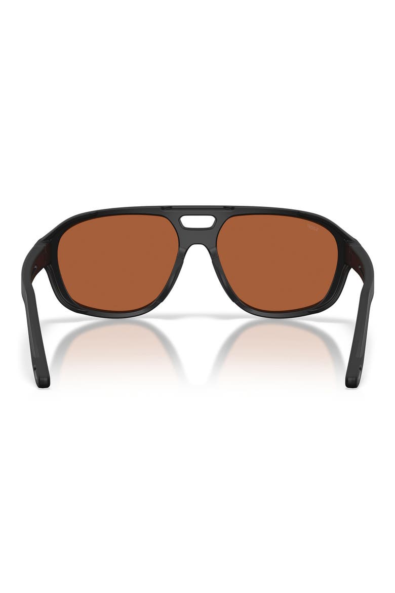 Street Heat 55mm Polarized Mirrored Rectangular Sunglasses, Alternate, color, BLACK / GREEN MIRROR
