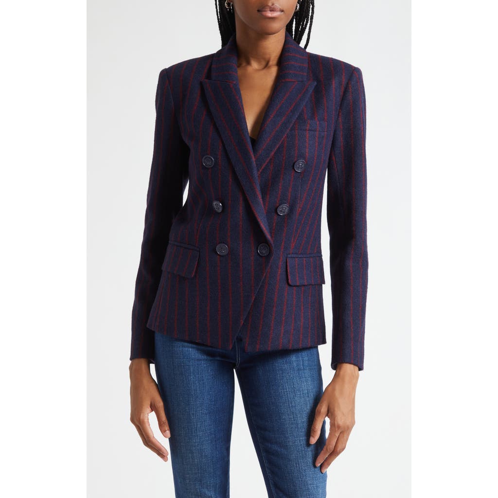 L'agence Kenzie Double Breasted Knit Blazer In Purple