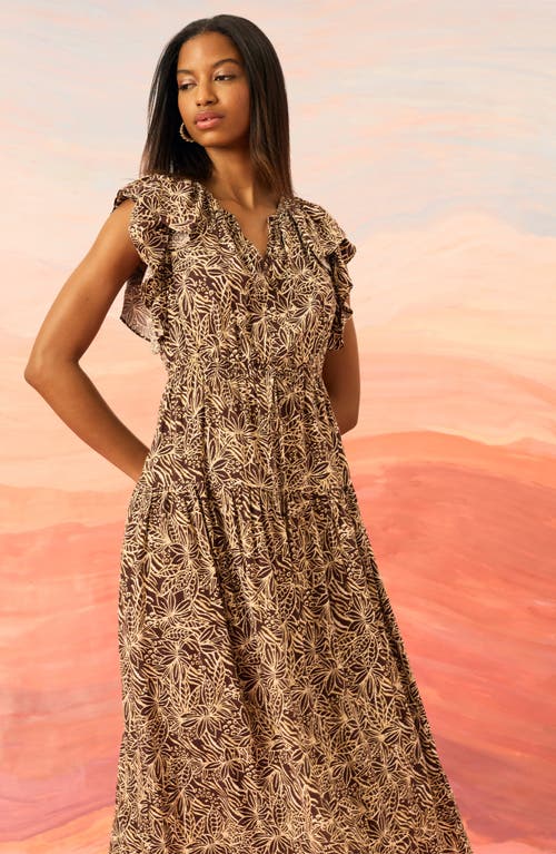 The Good Journey Ruffle Cap Sleeve Midi Dress In Multi