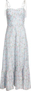 Lulus Alexia Floral Tie Strap Midi Dress