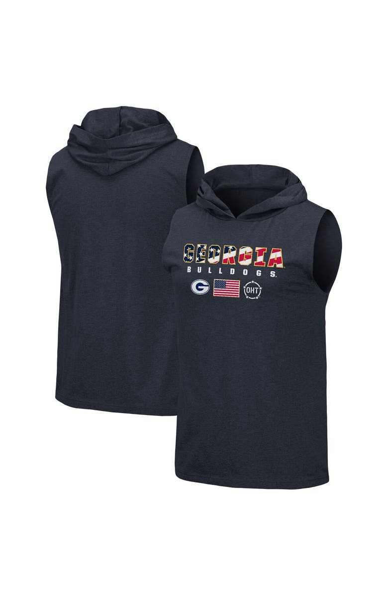 COLOSSEUM Men's Colosseum Navy Georgia Bulldogs OHT Military Appreciation Americana Hoodie Sleeveless T-Shirt, Alternate, color, 
