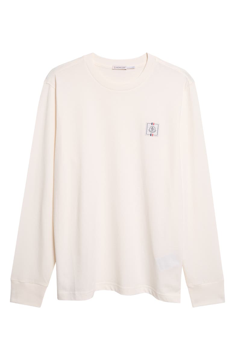 Moncler Long Sleeve Cotton T-Shirt, Main, color, Silk White