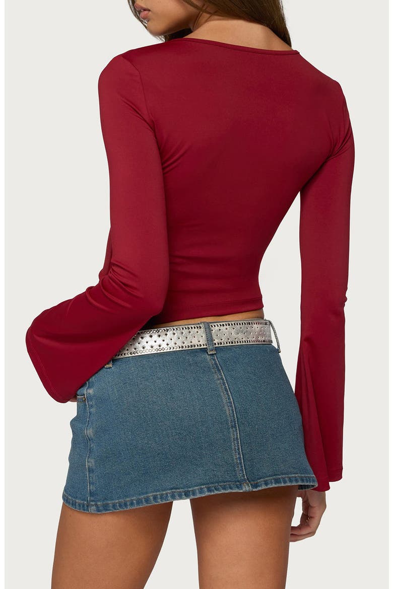 Dena Keyhole Flared Long Sleeve Top, Alternate, color, BURGUNDY