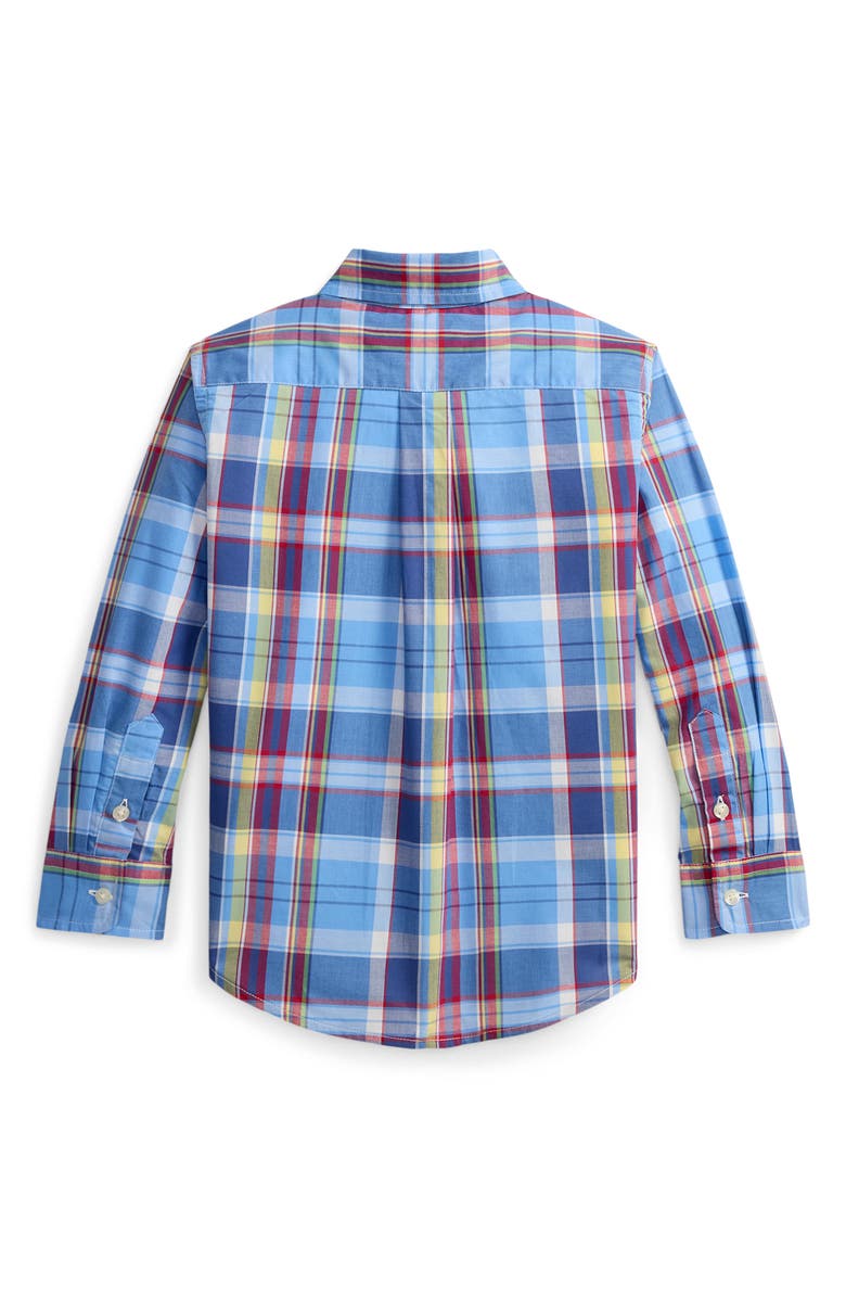 Polo Ralph Lauren Kids' Plaid Cotton Poplin Button-Down Shirt, Alternate, color, Blue Red Multi