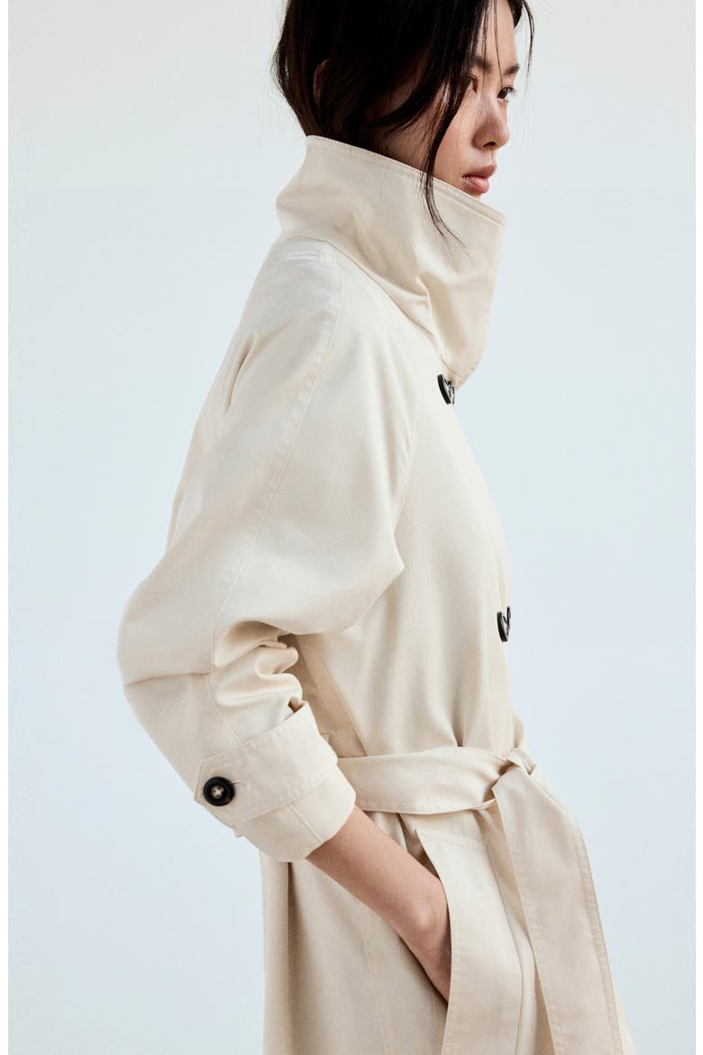 Double Breasted Trench Coat, Alternate, color, OFF WHITE